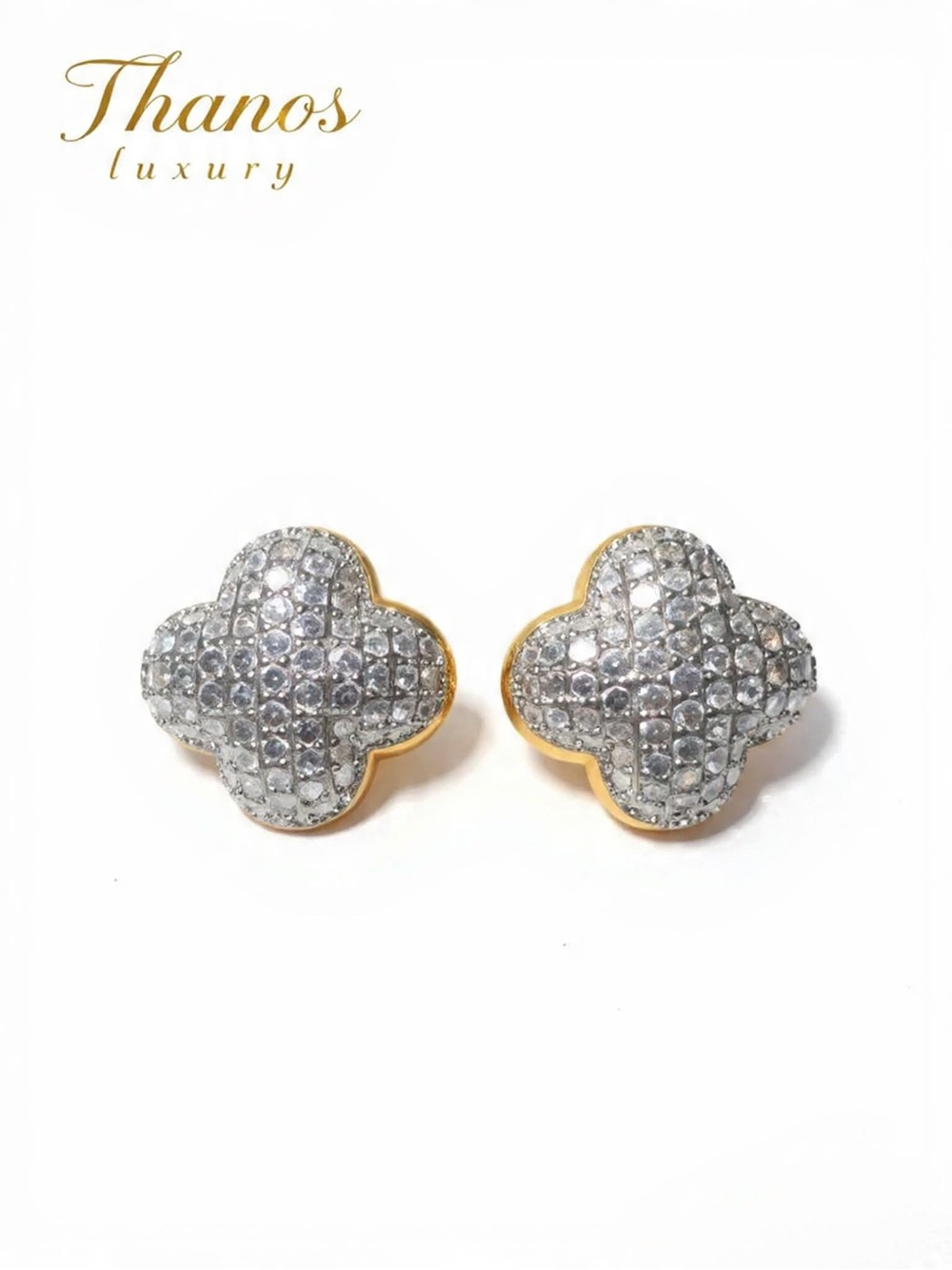 Gold & Silver Crystal Clover Stud Earrings(MYSTERY NECKLACE)